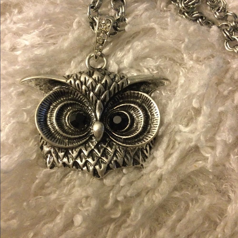NWT Owl necklace 32” chain antique silver tone